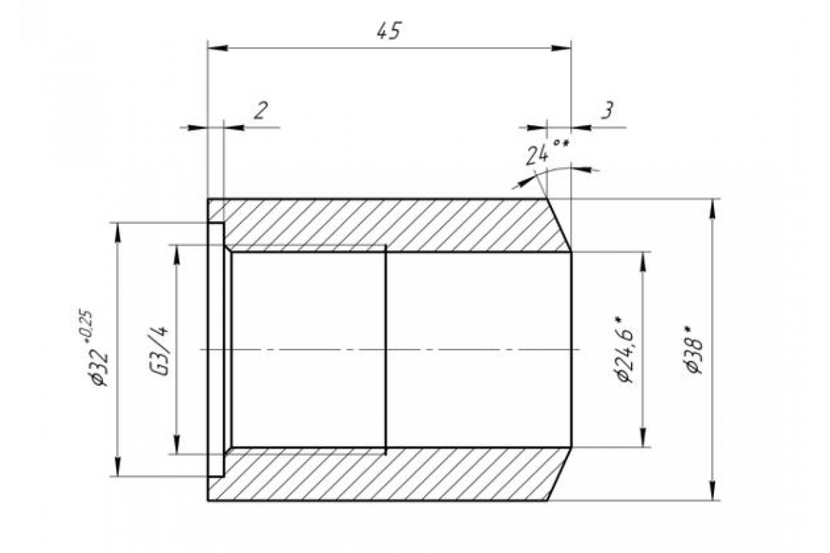 Ридан 084H6012R — Штуцер с прокладкой для ELS 1.1 (резьба G3/4'' — сварка)