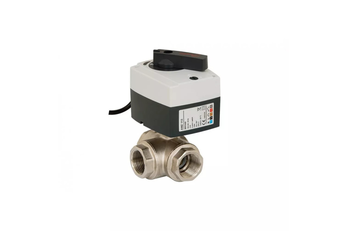 Кран шаровый трехходовой с э/приводом Danfoss AMZ-113 Ду15 24В 082G5412