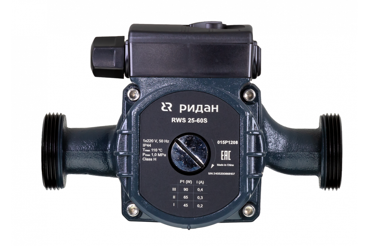 Ридан 015P1208 — Насос RWS 25-60S, DN 25, PN 10, длина 180 мм, присоединение — резьба