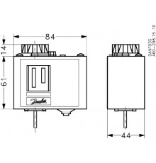 Danfoss 060L111266 — Реле температуры (термостат) KP 69, IP 30/44, диапазон регулирования -5...35 °C, длина трубки 2 м
