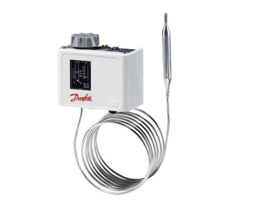 Danfoss 060L112566 — Реле температуры (термостат) KP, IP 30/44, диапазон регулирования 80...150 °C, длина трубки 2 м