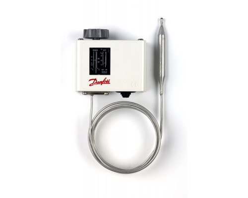Danfoss 060L112666 — Реле температуры (термостат) KP, IP 30/44, диапазон регулирования 50...100 °C, длина трубки 2 м