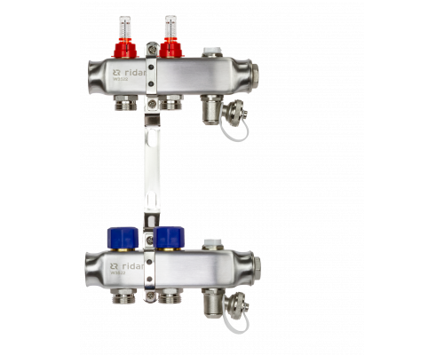 Ридан 088U0952R — Комплект коллекторов SSM-2RF set с расходомерами, кронштейнами, ручным воздухоотводчиком, сливным краном и торцевой заглушкой, 2 контура