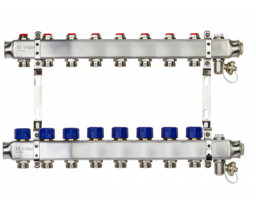 Ридан 088U0978R — Комплект коллекторов SSM-8R set с кронштейнами, ручным воздухоотводчиком, сливным краном и торцевой заглушкой, 8 контуров