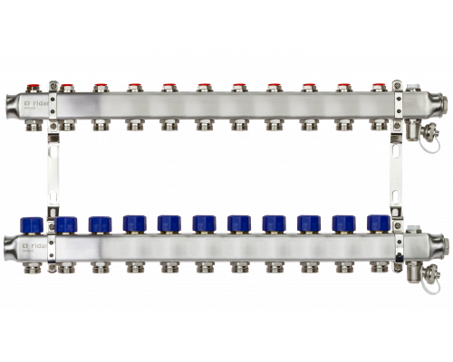 Ридан 088U0981R — Комплект коллекторов SSM-11R set с кронштейнами, ручным воздухоотводчиком, сливным краном и торцевой заглушкой, 11 контуров