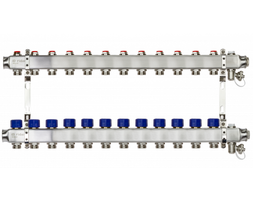 Ридан 088U0982R — Комплект коллекторов SSM-12R set с кронштейнами, ручным воздухоотводчиком, сливным краном и торцевой заглушкой, 12 контуров